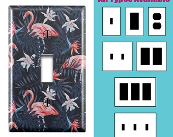 Wall Switch Plate, Pink Flamingo Pattern, Toggle / Decora / Outlet Decorative light Cover