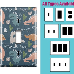 Wall Switch Plate, Cute Dinosaur On Print Pattern, Toggle / Decora / Outlet Decorative light Cover