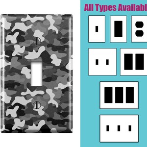 Wall Switch Plate, Camouflage Black White Pattern, Toggle / Decora / Outlet Decorative light Cover