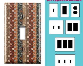 Wall Switch Plate, Boho Tribal Pattern, Toggle / Decora / Outlet Decorative light Cover