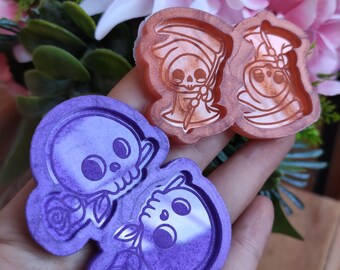 Aesthetic creepy cute kawaii skull, death earrings molds - pastel goth earring molds