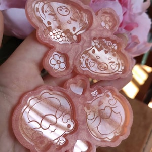 Moldes de brincos de animais fofos - moldes de brinco de silicone chibi de vaca e sapo