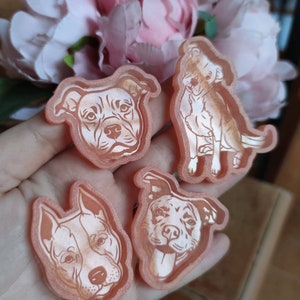 Kawaii animals two molds - silicone molds pets dogs pitbull, american sttandford