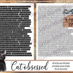 Bandes de citation d'amant de chat pour la journalisation indésirable, autocollants imprimables de journal d'art, phrases drôles et inspirantes sur le thème du chat numérique