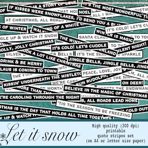 Christmas and winter quote stripes, printable seasonal inspirational and motivational sayings