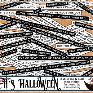 Ensemble de citations de journal imprimable Halloween, éphémères drôles de journal de sorcière, phrases effrayantes et dictons pour le découpage d'Halloween et le scrapbooking