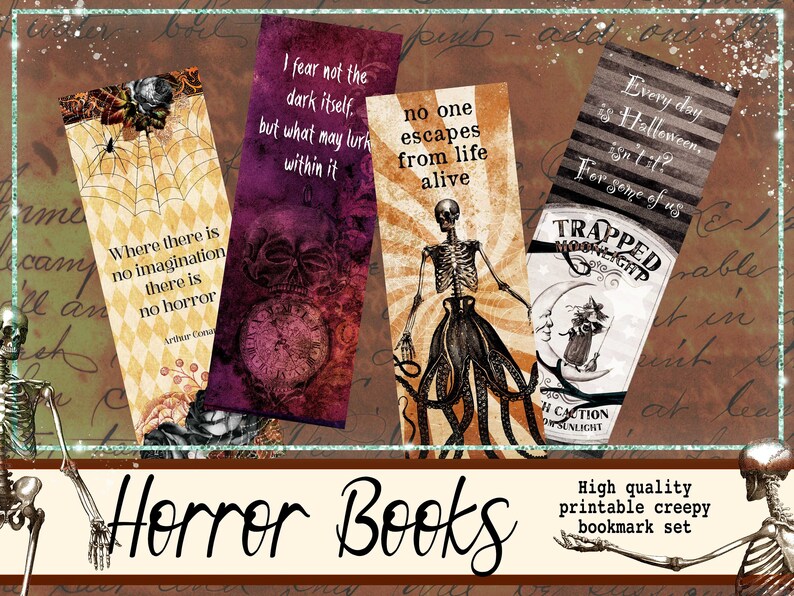 Printable Bookmark Set for Horror Fans, Digital Victorian Gothic ...