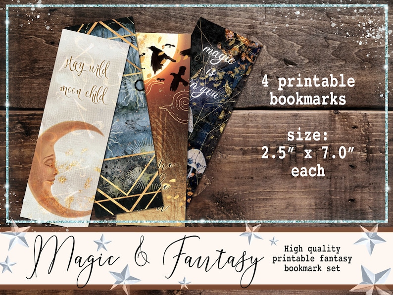 Printable Magick Bookmark Set, Magic and Fantasy Themed Digital ...