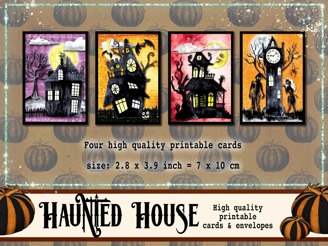 Cute Halloween Printable Ephemera Pack, Digital Haunted Mansion Gothic ...