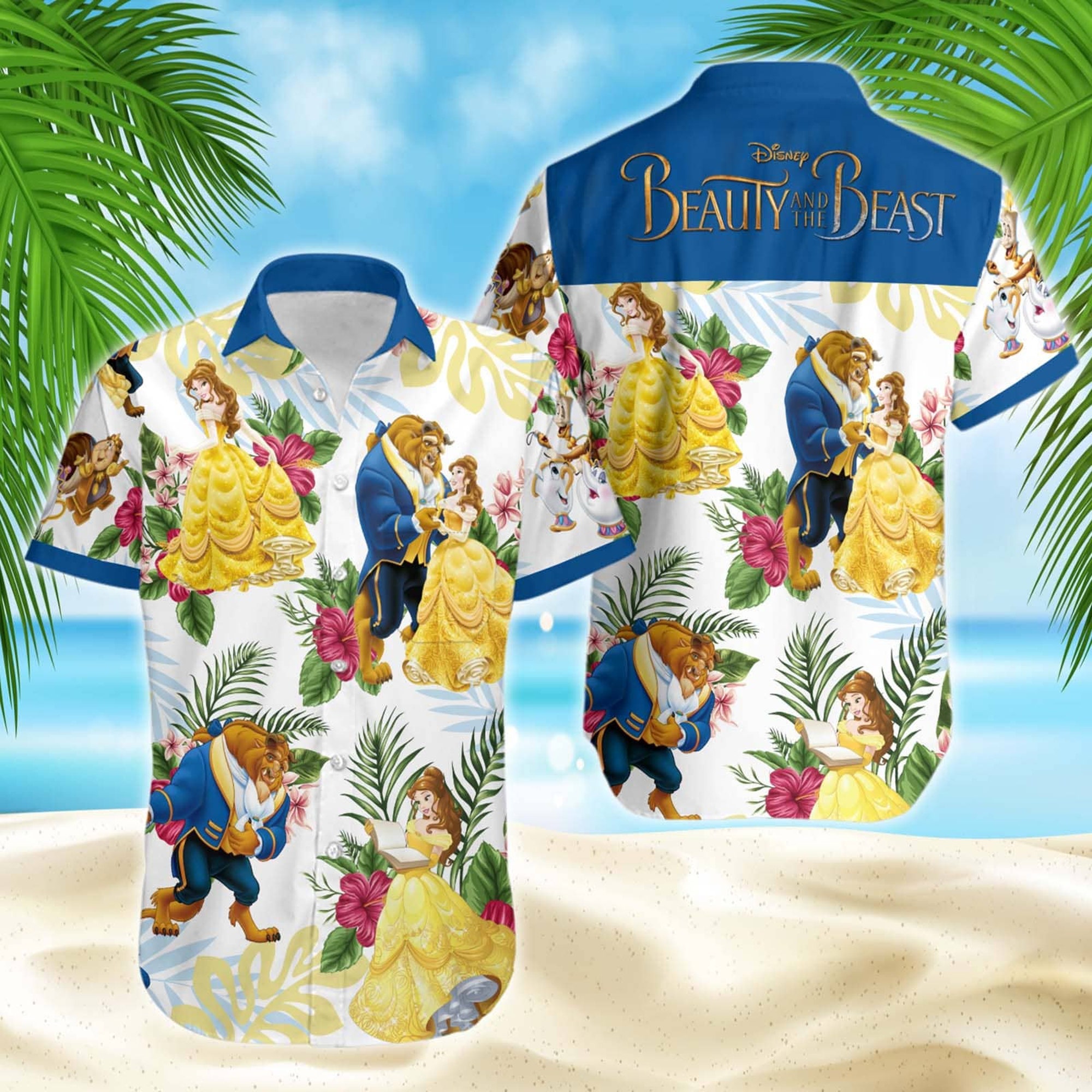 Beauty & The Beast Disney Hawaiian Summer Tropical Hawaiian Shirt