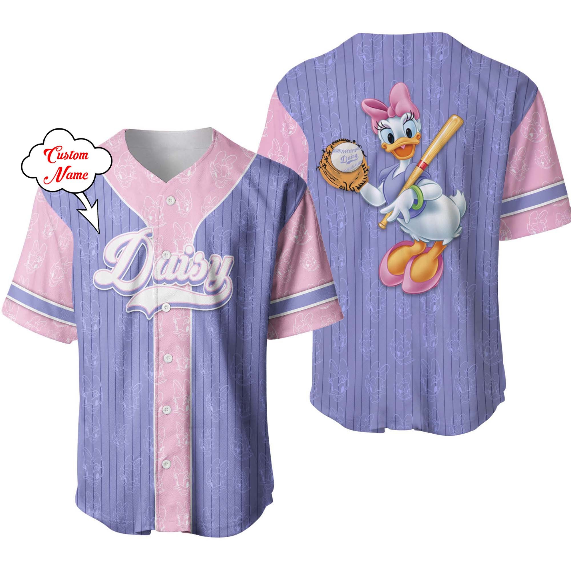 Daisy Duck Personalized Baseball Jersey| Disney Unisex Cartoon Graphic Casual Outfits|