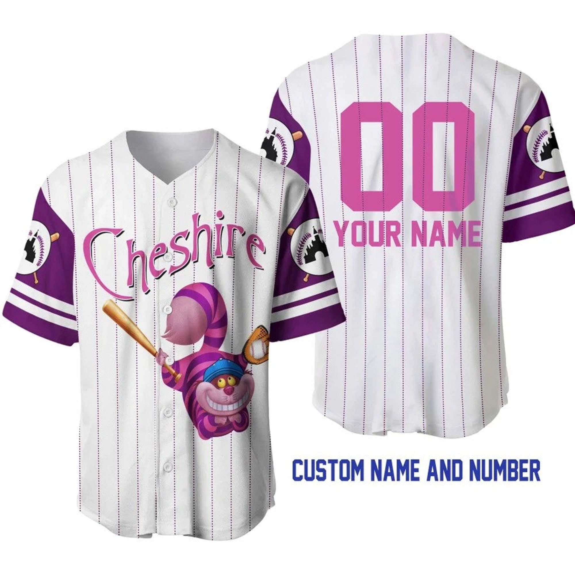 Cheshire Magic Cat Disney Baseball Jersey Disney Cartoon Custom Baseball Jersey