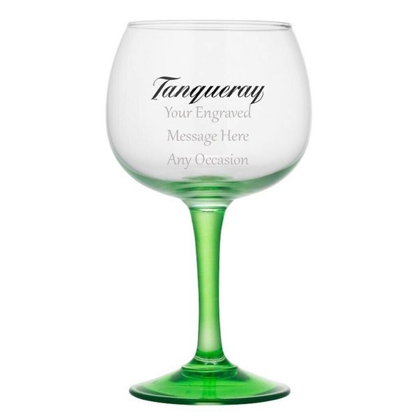 Personalised Tanqueray Gin Copa Glass a Gift for Him or Her Engraved Message