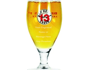 Vaso de media pinta personalizado de Hop House 13 Lager, regalo para él o ella, mensaje grabado original 1/2
