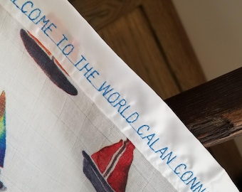 Personalized Mini Muslin Security Blanket | Baby Boy Gift | Embroidered Satin Trim | 17"x17"