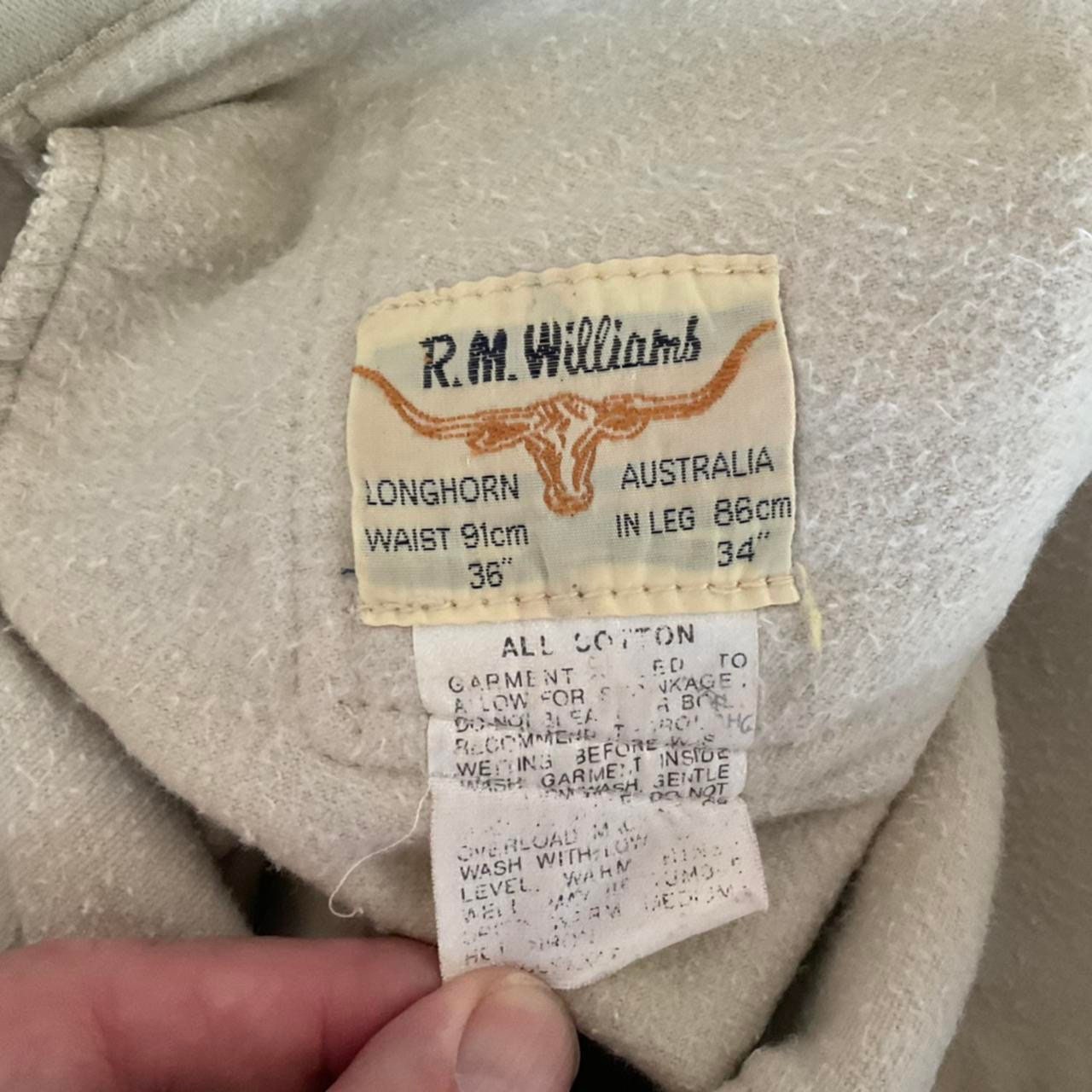 1980s RM Williams Classic Cow Boy/girl Beige Flatfronted, Made in Australia, Moleskin Trousers