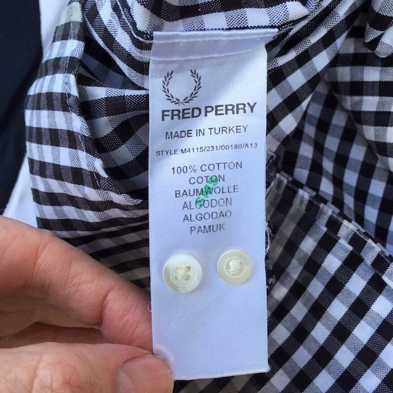 Vintage Fred Perry Black and White Gingham Check Shirt With - Etsy