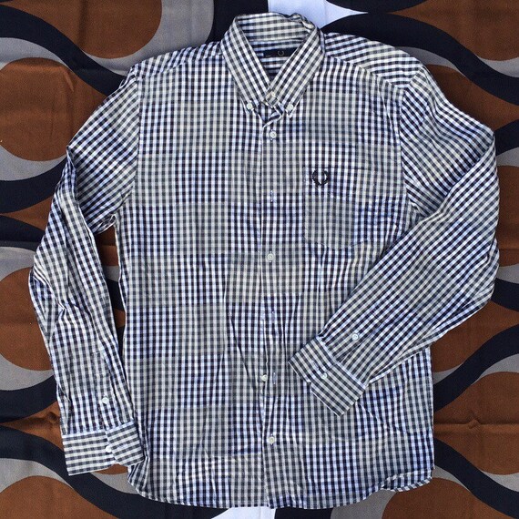 Vintage Fred Perry Black and White Gingham Check Shirt With - Etsy