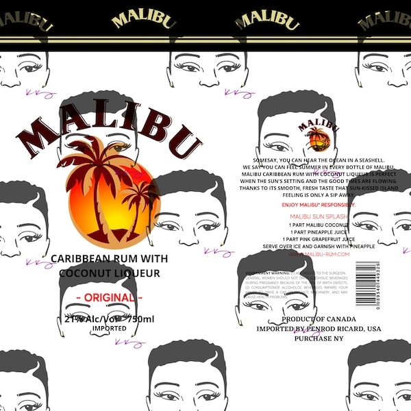 Malibu Rum Tumbler Wrap - PNG 300 DPI Sublimation Wrap