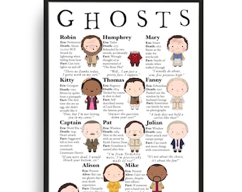 Ghosts TV Show Characters Unframed A4 Print | Your favourite characters from the BBC comedy series! | Read description below for more info!