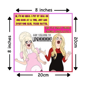 Drag Race Queens Trixie Mattel & Katya Unhhhh Unframed Print Bobs Burgers Cartoon 8 x 8 inches Read description below for more info image 2