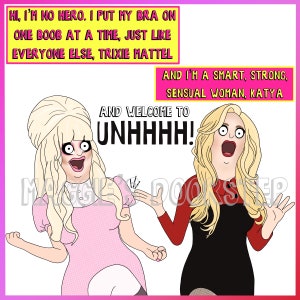 Drag Race Queens Trixie Mattel & Katya Unhhhh Unframed Print Bobs Burgers Cartoon 8 x 8 inches Read description below for more info image 4