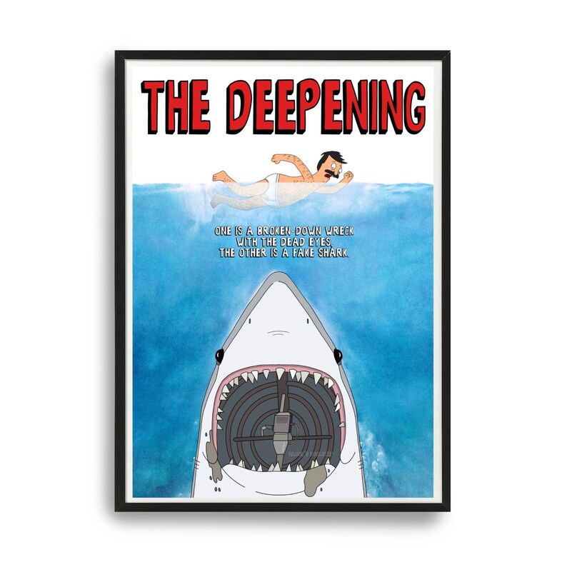 Bobs Burgers the Deepening Unframed Movie Poster Bob Belcher Meets Jaws