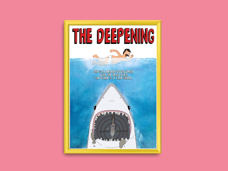 Bobs Burgers the Deepening Unframed Movie Poster Bob Belcher Meets Jaws