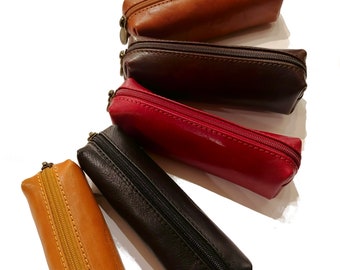 Handmade genuine leather pencil case, makeup bag, pencil case - Francesco Lionetti