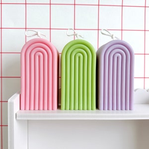 Large Rainbow Arch Pillar Soy Candles | Minimalist Candles | Aesthetic Candle Decor