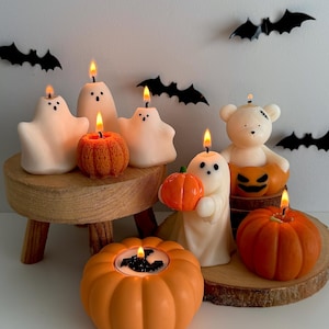 Halloween Ghost Candles | Halloween Candle | Halloween Home Decor | Spooky Candle Decor | Pumpkin Candle | Pumpkin Tealight Holder
