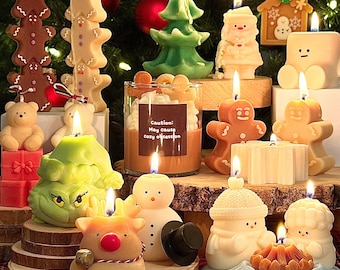 Handmade Christmas Soy Candle, Snowman, Santa, Gingerbread, Christmas Tree, Grinch, Rudolph, Marshmallow, Holiday Decor, Candle Favor