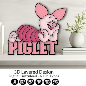 3D gelaagde lasergesneden digitale download/lasergesneden gelaagde svg/lasergesneden bestand/3D gelaagde svg/3D gelaagde dxf-bestand/gelaagde varken/baby varken