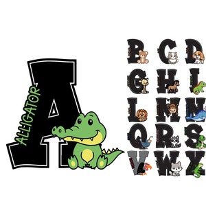 Aprendendo meu ABC's Animal Letter Download digital para Cricut Silhouette e máquina de corte Lazer/arquivo ABC SVG/png pdf ai esp / arquivo dxf