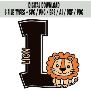 L é para letra de animal leão Download digital para Cricut Silhouette e máquina de corte a laser/ arquivo SVG de leão/png pdf ai esp / arquivo dxf