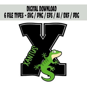 X é para Xantus Animal Letter Download digital para Cricut Silhouette ou máquina de corte Lazor / arquivo SVG Cute Animal Letter / Lizard letter