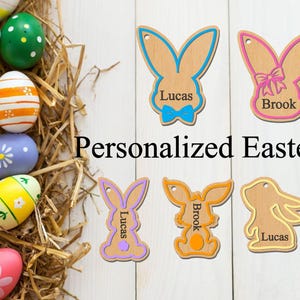 Étiquettes pour cadeaux de Pâques personnalisées/étiquette-cadeau personnalisée/étiquette-cadeau de Pâques/étiquette-cadeau de Pâques pour fille/étiquette-cadeau de Pâques garçon/étiquette-cadeau de Pâques personnalisée/étiquette découpée au laser