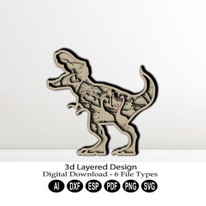 3d geschichtete Laser geschnittene Dinosaurier Dinosaurier Digitaler Download / Dinosaurier 3D Datei / Dinosaurier Dxf / 3D Schichtholz / Schichtholz Kunst