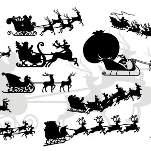 File SVG di Babbo Natale e la sua renna volante per Cricut