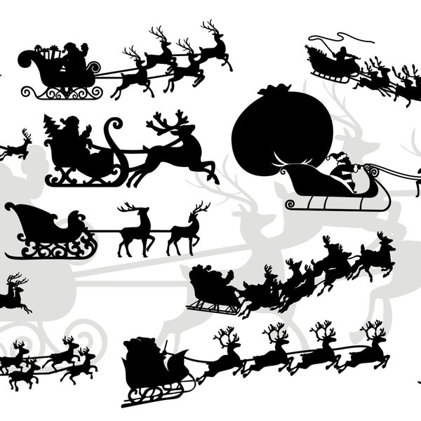 Santa and his Flying Reindeer SVG file for Cricut