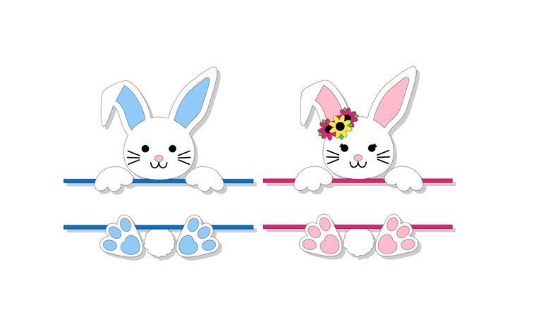 Split Bunny Svg File for Cricut / Girl Split Bunny Frame Svg / Boy ...