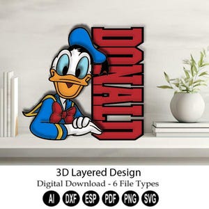 Download digitale di taglio laser a strati 3D/SVG a strati 3D/File tagliato al laser/Download a strati 3D/Anatra a strati 3D/Anatra ragazzo svg