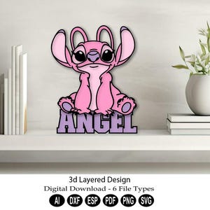 3d Layered Laser Cut Digital Download/Laser cut Layered svg/Laser Cut File/3d layered cute alien svg/3d layered Dxf file/Layered Pink Alien
