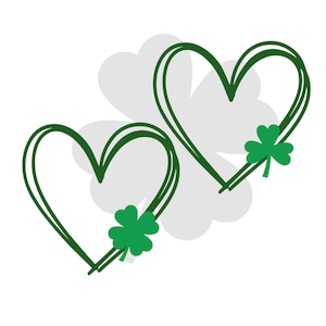 Archivo svg de corazón de trébol del día de San Patricio para cricut / SVG de corazón de trébol de 3 hojas / SVG de corazón de trébol de 4 hojas / pngg / ai / eps / pdf