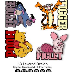 Urso e amigos cortados a laser em camadas 3D para download digital/arquivo cortado a laser/svg em camadas 3D/arquivo Dxf em camadas 3D/Urso e amigos/