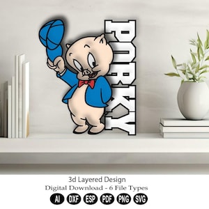 Diseño en capas 3D Descarga digital/SVG en capas cortado con láser/Archivo de máquina de corte/SVG de dibujos animados en capas 3D/Archivo DXF en capas 3D/SVG de dibujos animados/