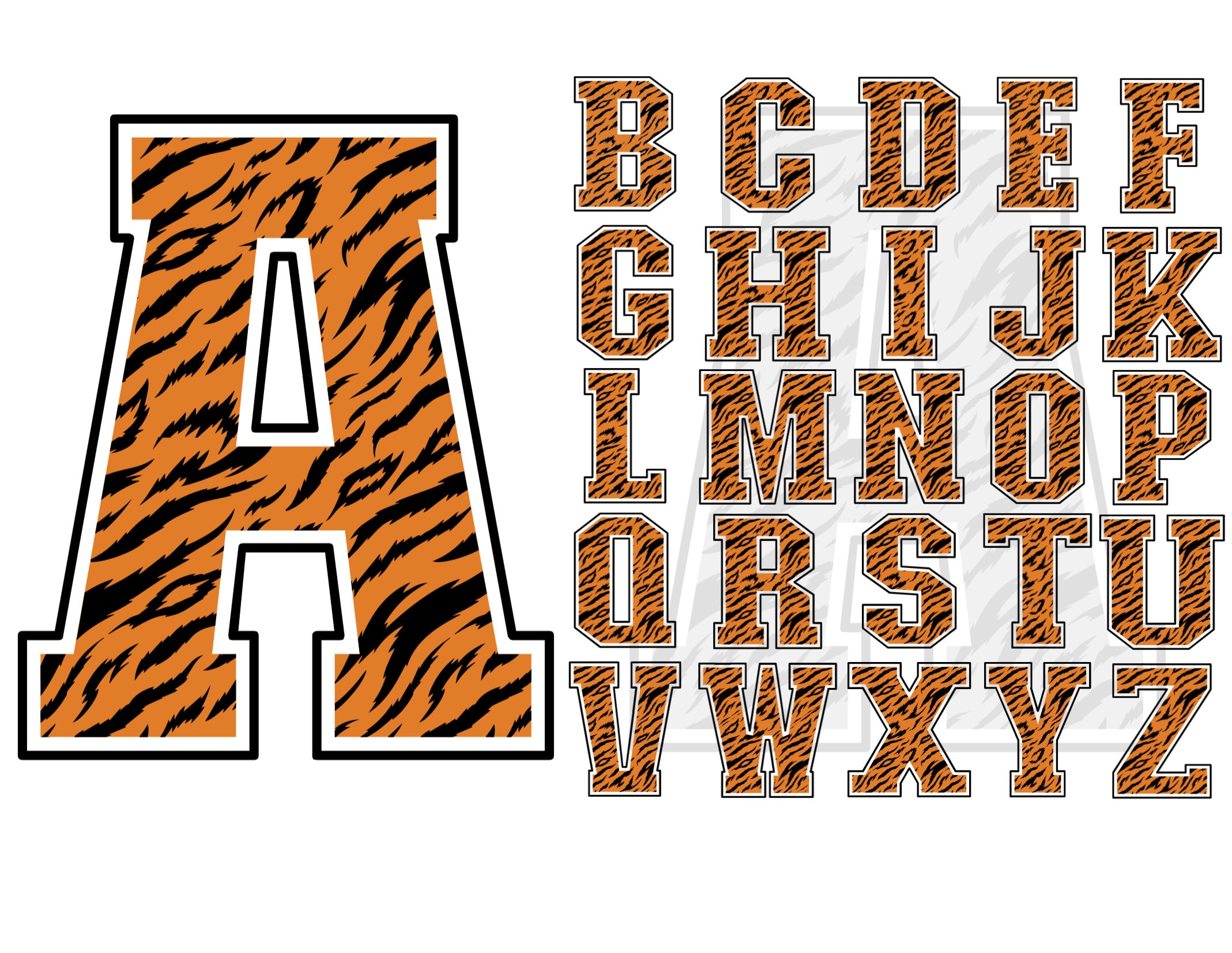 Tiger Print Letters Svg, png, pdf, eps, ai file / Tiger print a-z svg / tiger print number svg / Tiger Print Font svg, png, ai, pdf, eps