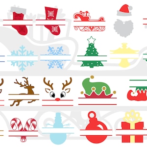 Monogramas con imágenes navideñas divididas/monogramas con letras divididas