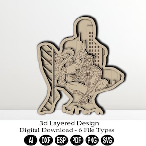 3d Schicht-Superheld Laser-Schnitt Digital Download / Layered svg png dxf pdf / Superheld digitaler Download für Cricut / Superheld