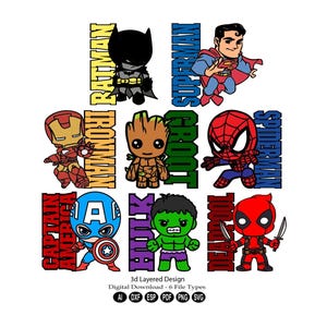 3d Schicht-Design Digital Download/Laserschnitt Schicht-Svg/Schneidemaschine Datei /3d Schicht Super Hero svg/3D Schicht-Dxf-Datei/SuperHero svg/